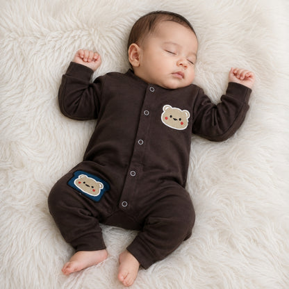 Premium Baby Full Body Romper - Teddy Theme | Brown
