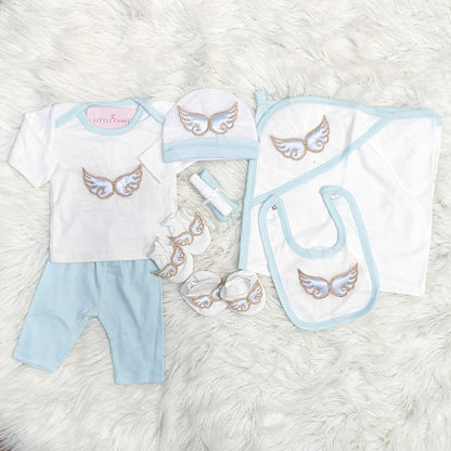 Premium 10-Piece Baby Starter Set – (Wings) | Sky Blue