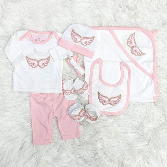 Premium 10-Piece Baby Starter Set – (Wings) | Pink