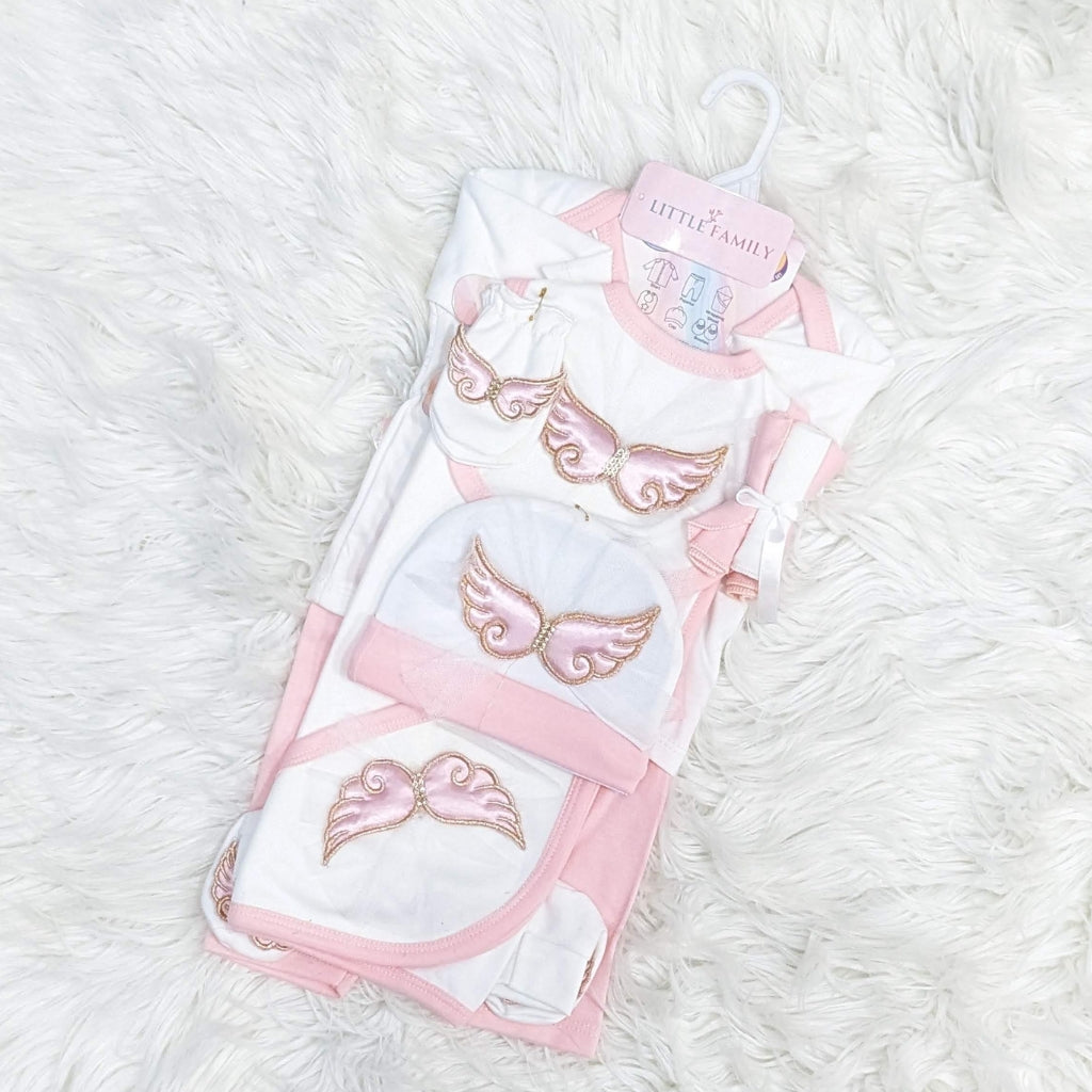 Premium 10-Piece Baby Starter Set – (Wings) | Pink