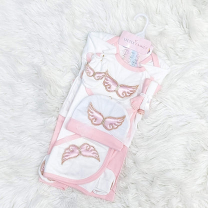 Premium 10-Piece Baby Starter Set – (Wings) | Pink