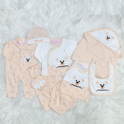 Premium Newborn Baby 10-Piece Gift Set - (BEAR) | Peach