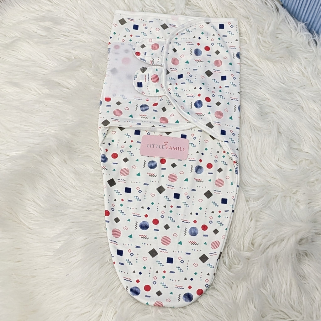 "Shapes" Theme Baby Swaddle - White