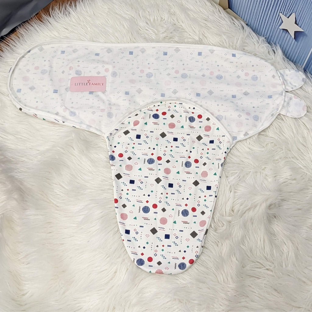 "Shapes" Theme Baby Swaddle - White