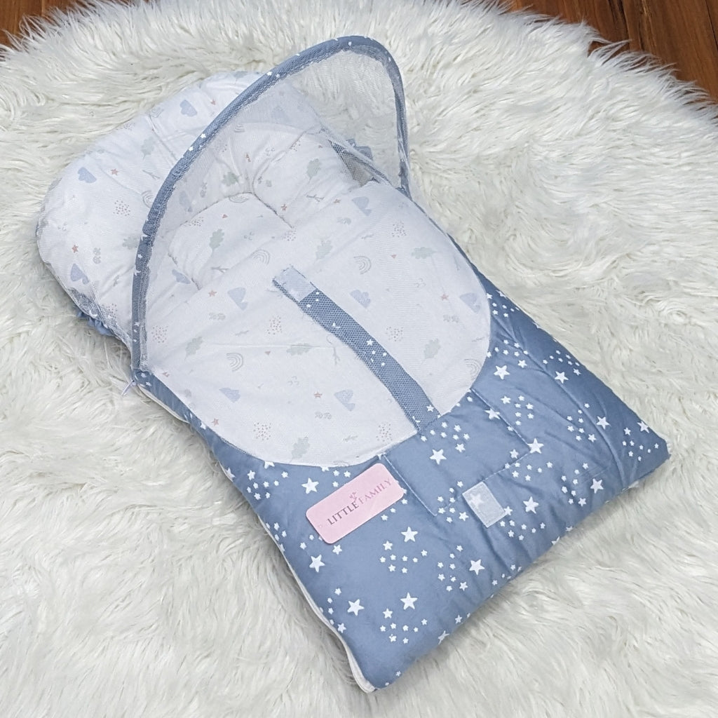 Starry Dream Baby Carry Nest with Net Shield - Blue Grey