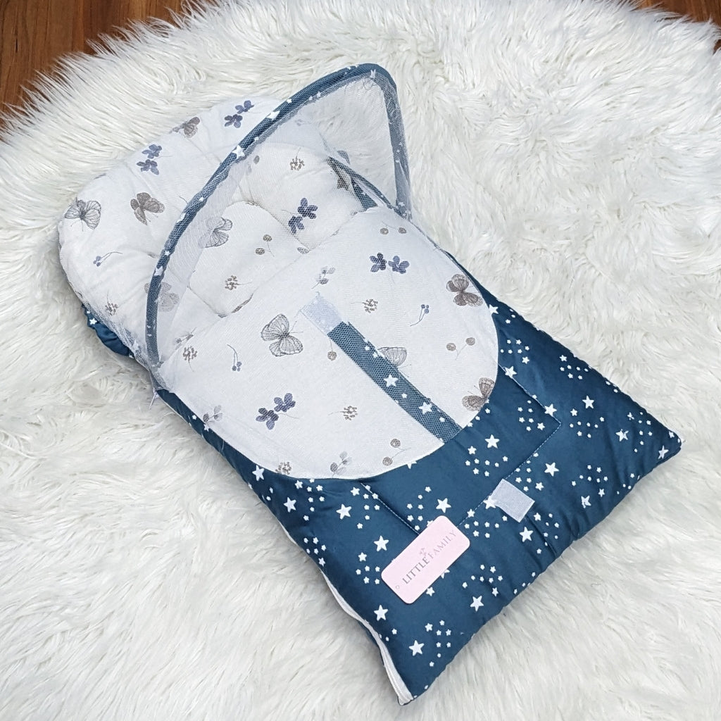 Starry Dream Baby Carry Nest with Net Shield - Bluish Cyan