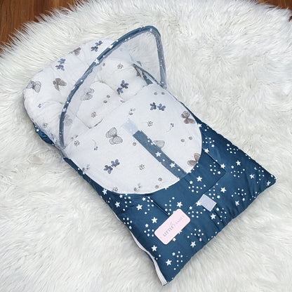 Starry Dream Baby Carry Nest with Net Shield - Bluish Cyan