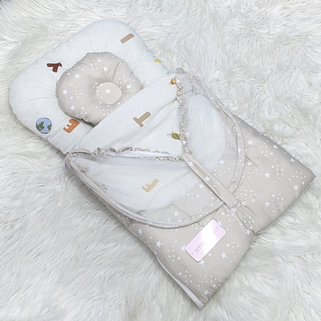 Starry Dream Baby Carry Nest with Net Shield - Caramel