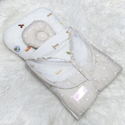 Starry Dream Baby Carry Nest with Net Shield - Caramel