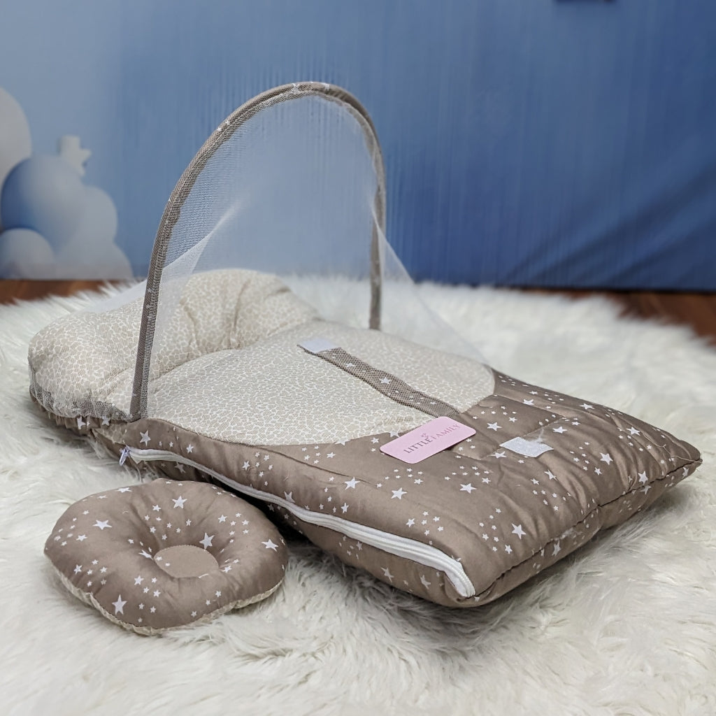 Starry Dream Baby Carry Nest with Net Shield - Coffee