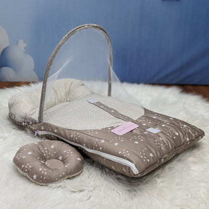 Starry Dream Baby Carry Nest with Net Shield - Coffee
