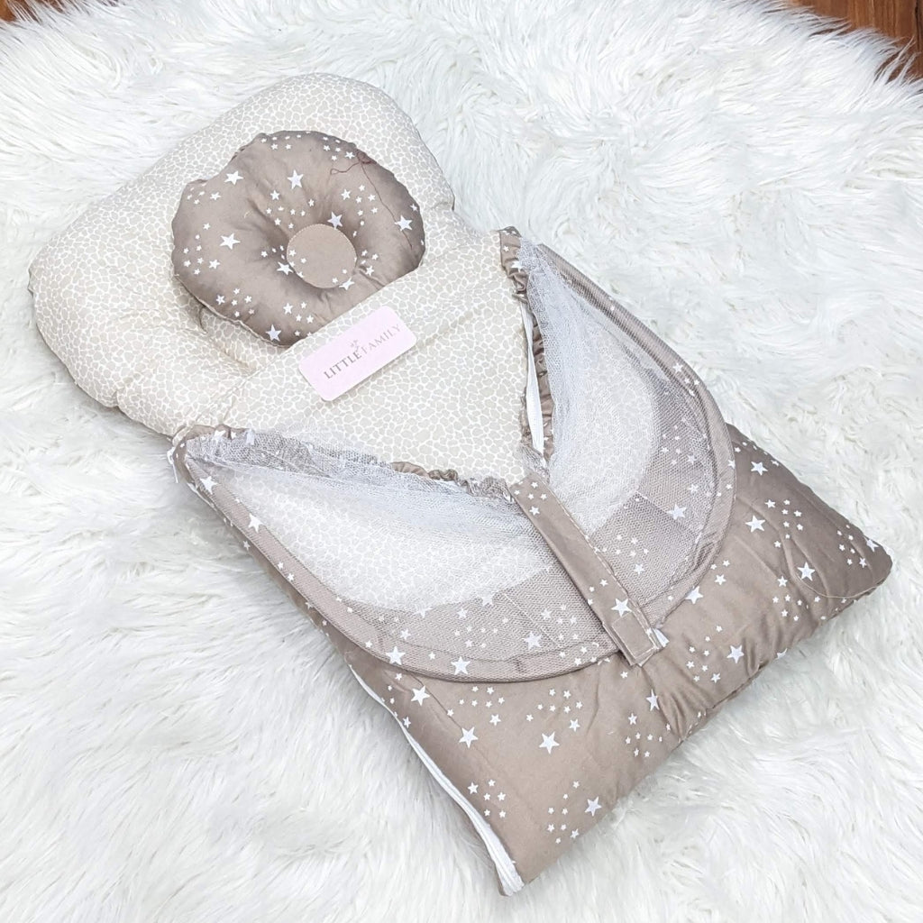 Starry Dream Baby Carry Nest with Net Shield - Coffee
