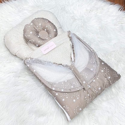 Starry Dream Baby Carry Nest with Net Shield - Coffee