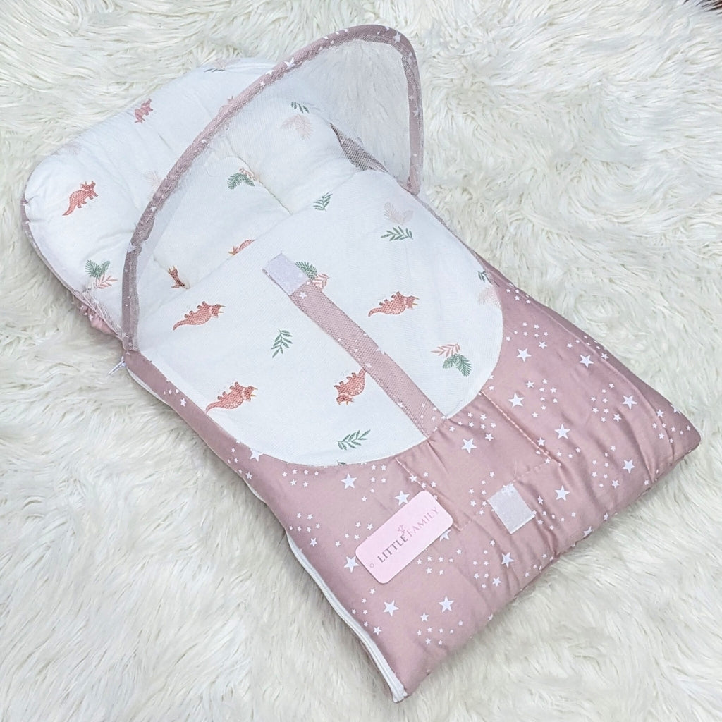 Starry Dream Baby Carry Nest with Net Shield - Dusty Pink