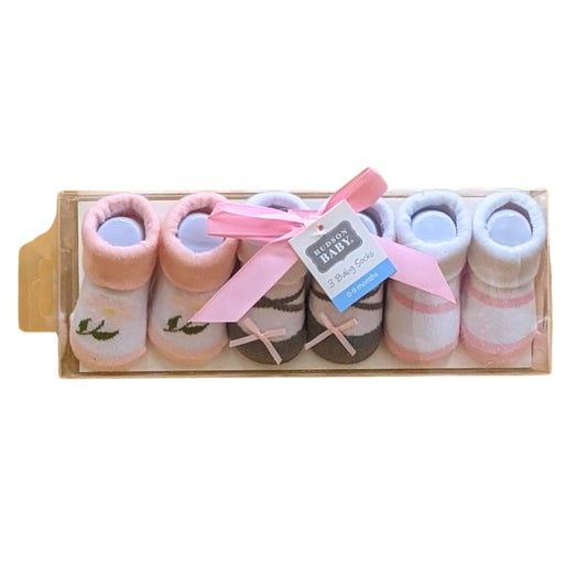 Baby Booties Gift Set – (Pack of 3) | Peach, Brown & Pink