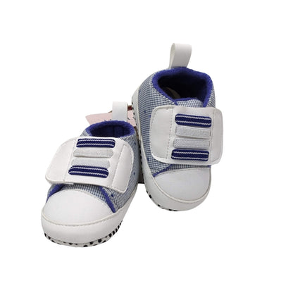 Premium Soft-Sole Baby Sneakers – White & Blue (Velcro Strap)