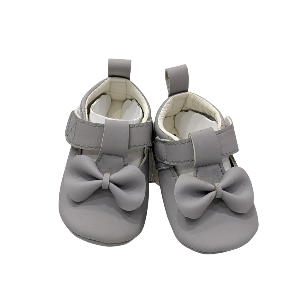Baby Girl Premium Soft Sole Bow Sandals – Grey