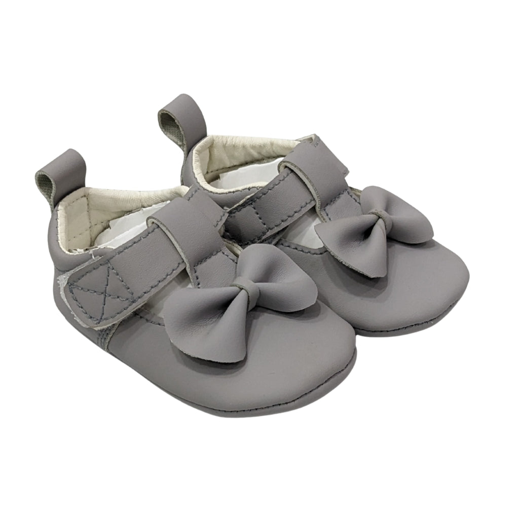 Baby Girl Premium Soft Sole Bow Sandals – Grey