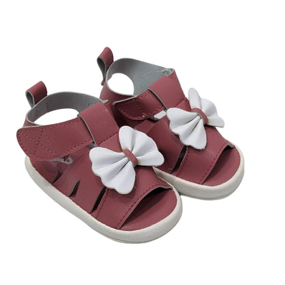 Baby Girl Premium Soft Sole Bow Sandals – Maroon