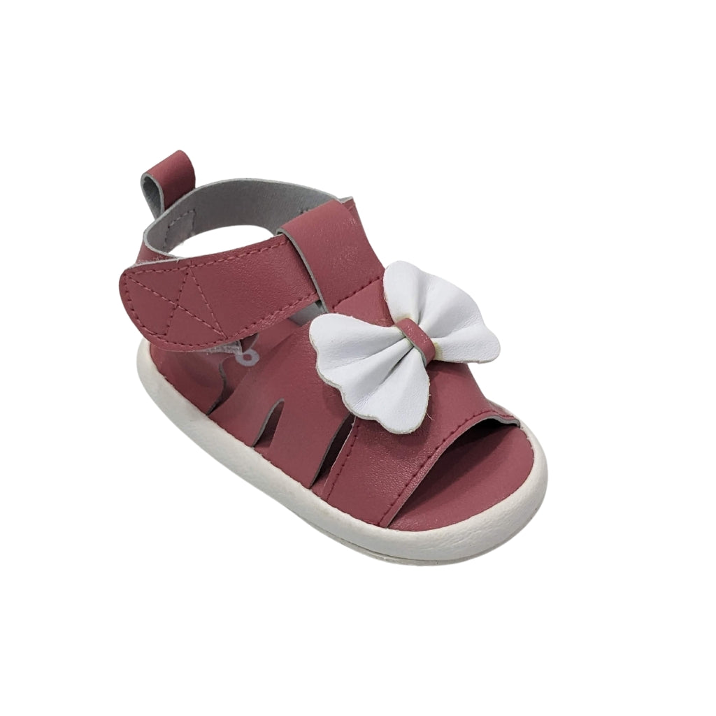 Baby Girl Premium Soft Sole Bow Sandals – Maroon