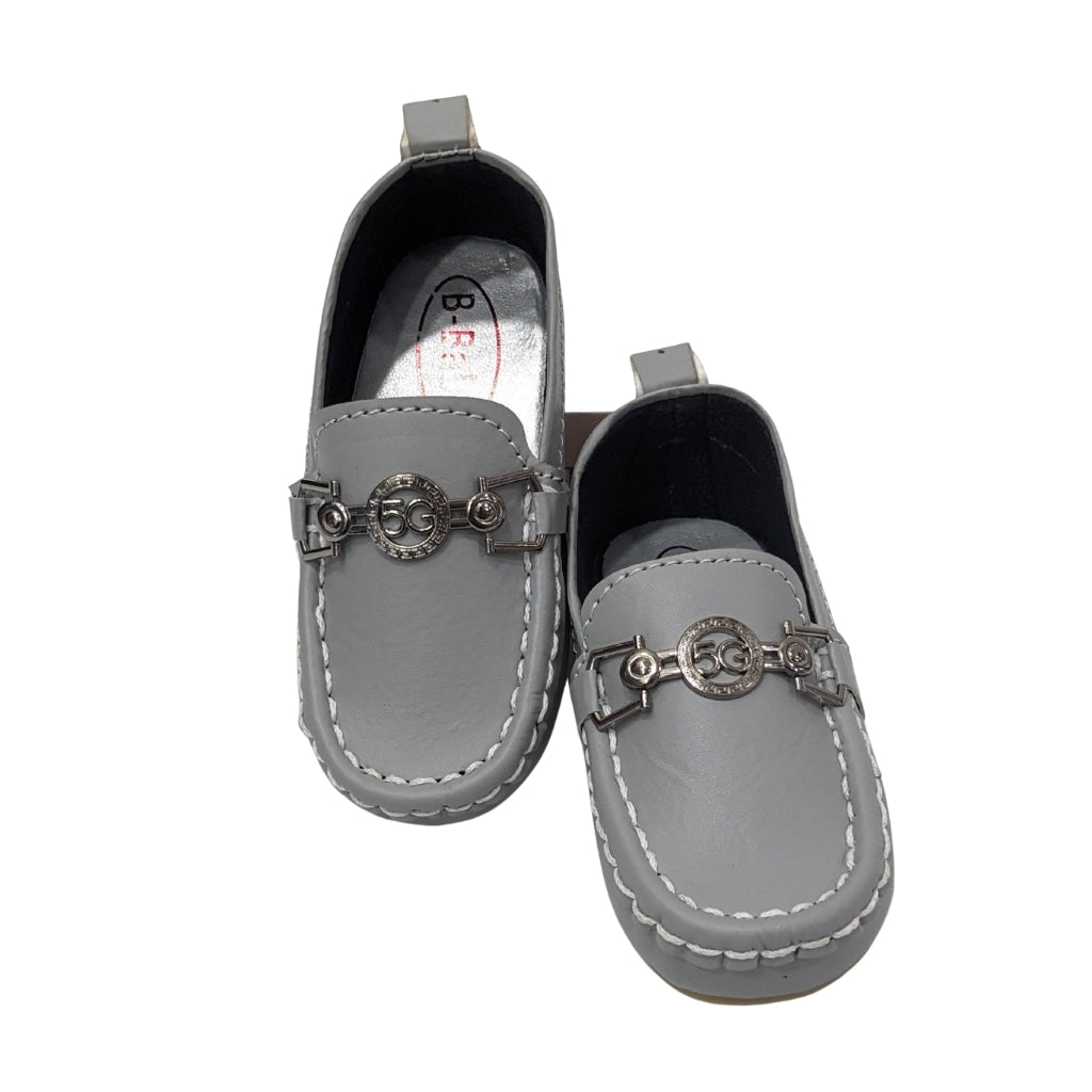 Premium Soft Leather Baby Loafers – Grey
