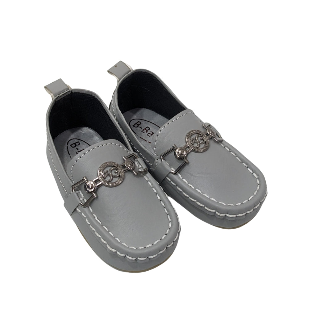 Premium Soft Leather Baby Loafers – Grey