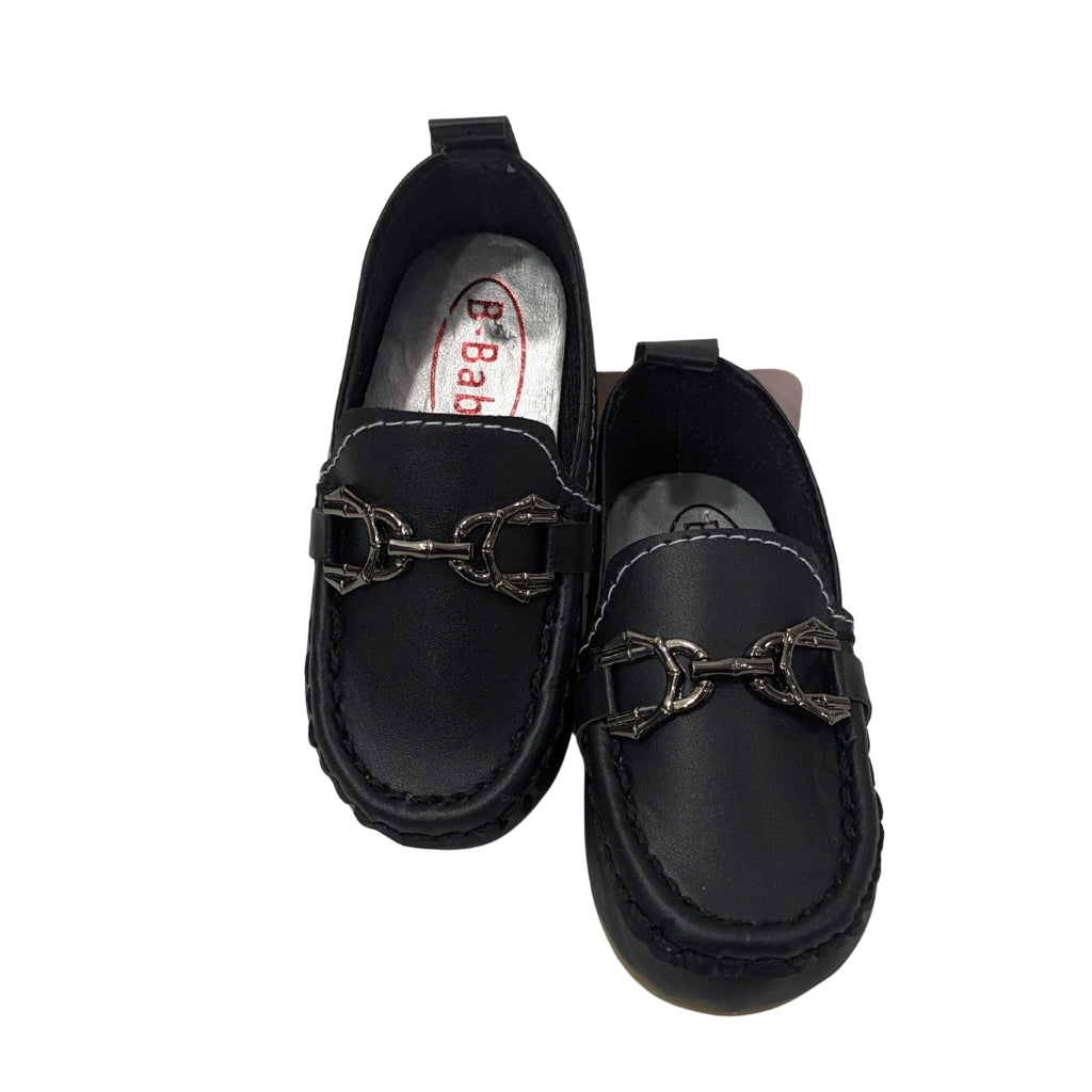 Premium Soft Leather Baby Loafers – Black