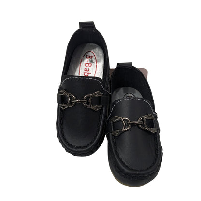 Premium Soft Leather Baby Loafers – Black