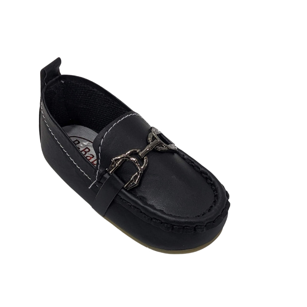 Premium Soft Leather Baby Loafers – Black