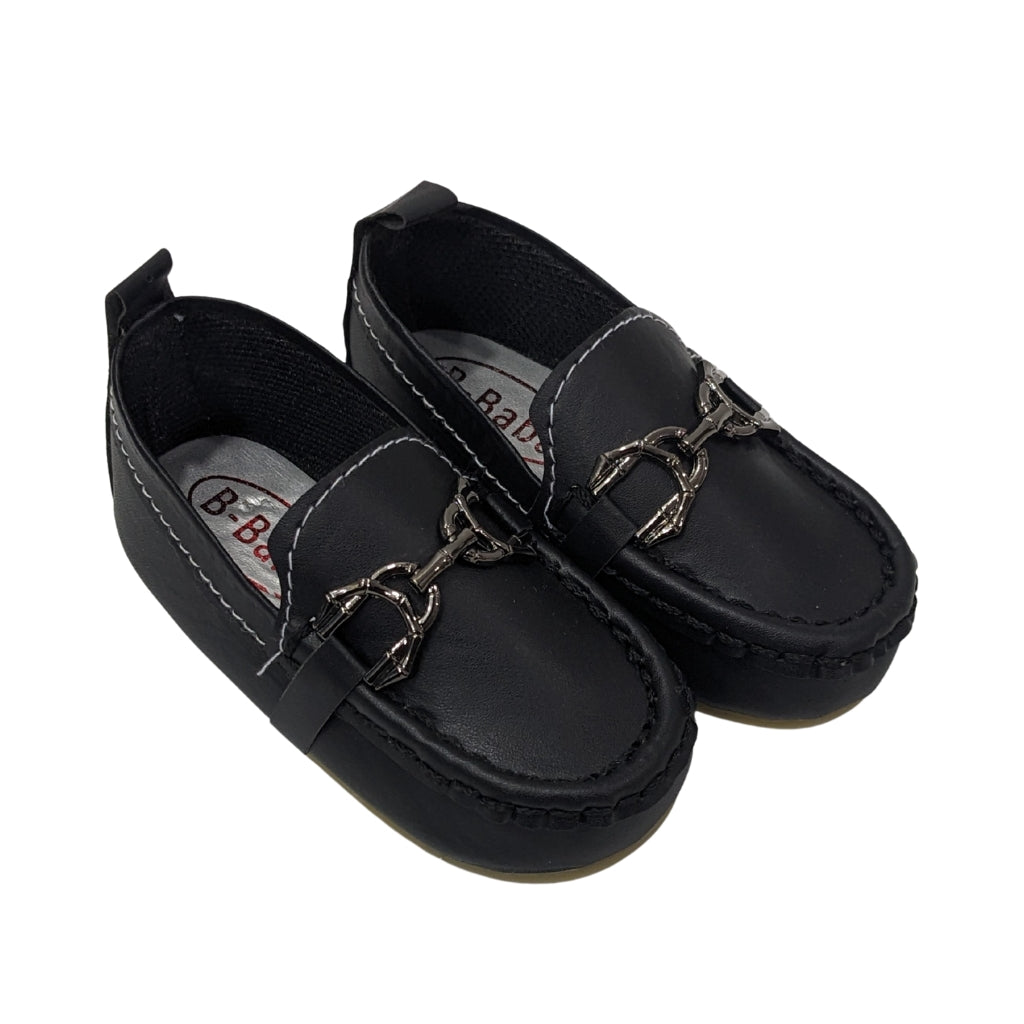 Premium Soft Leather Baby Loafers – Black