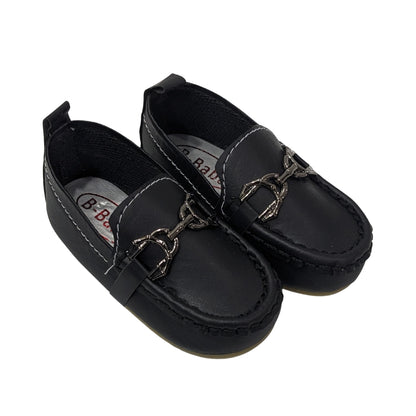 Premium Soft Leather Baby Loafers – Black