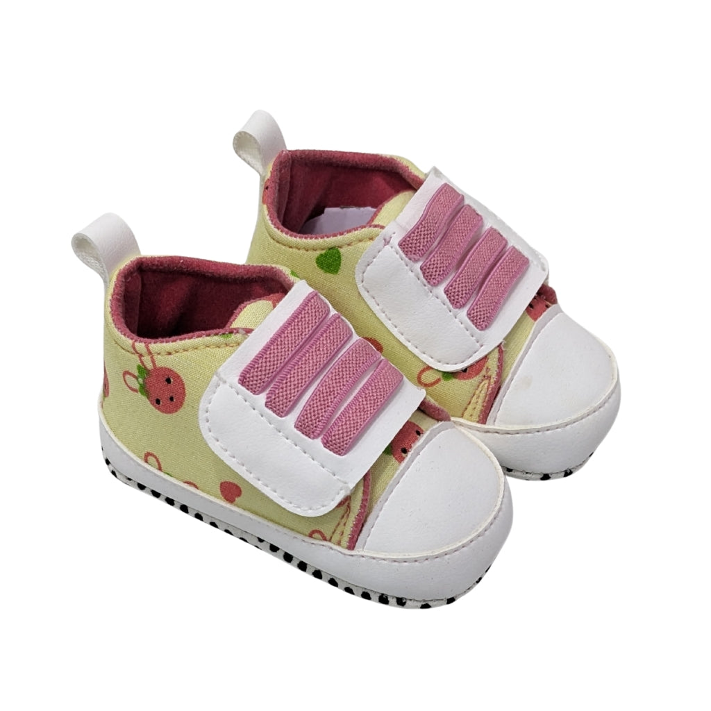 Premium Soft-Sole Baby Sneakers – White & Pink (Velcro Strap)