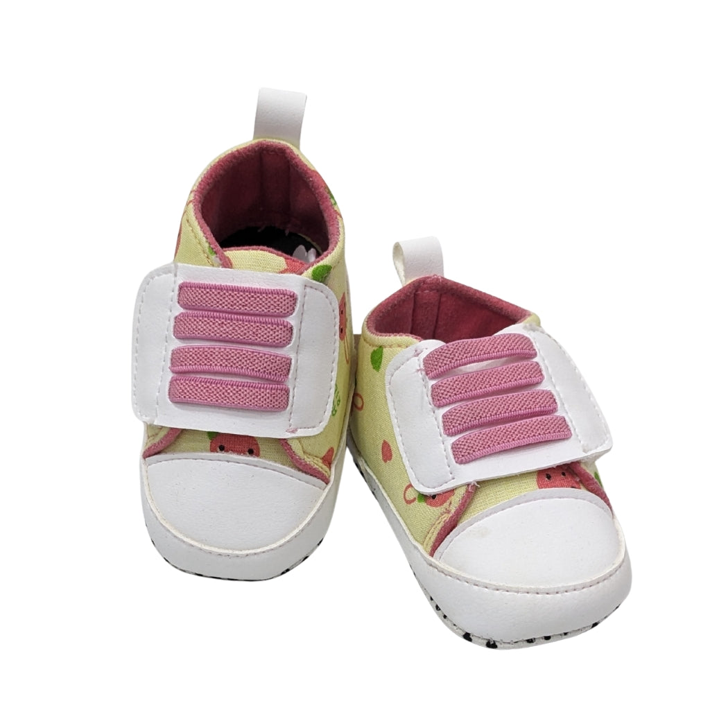 Premium Soft-Sole Baby Sneakers – White & Pink (Velcro Strap)