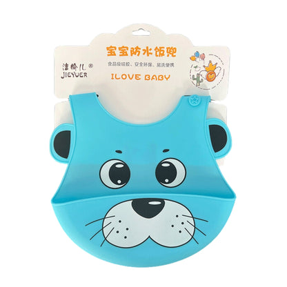 Sky Blue - Cartoon Silicone Baby Bib