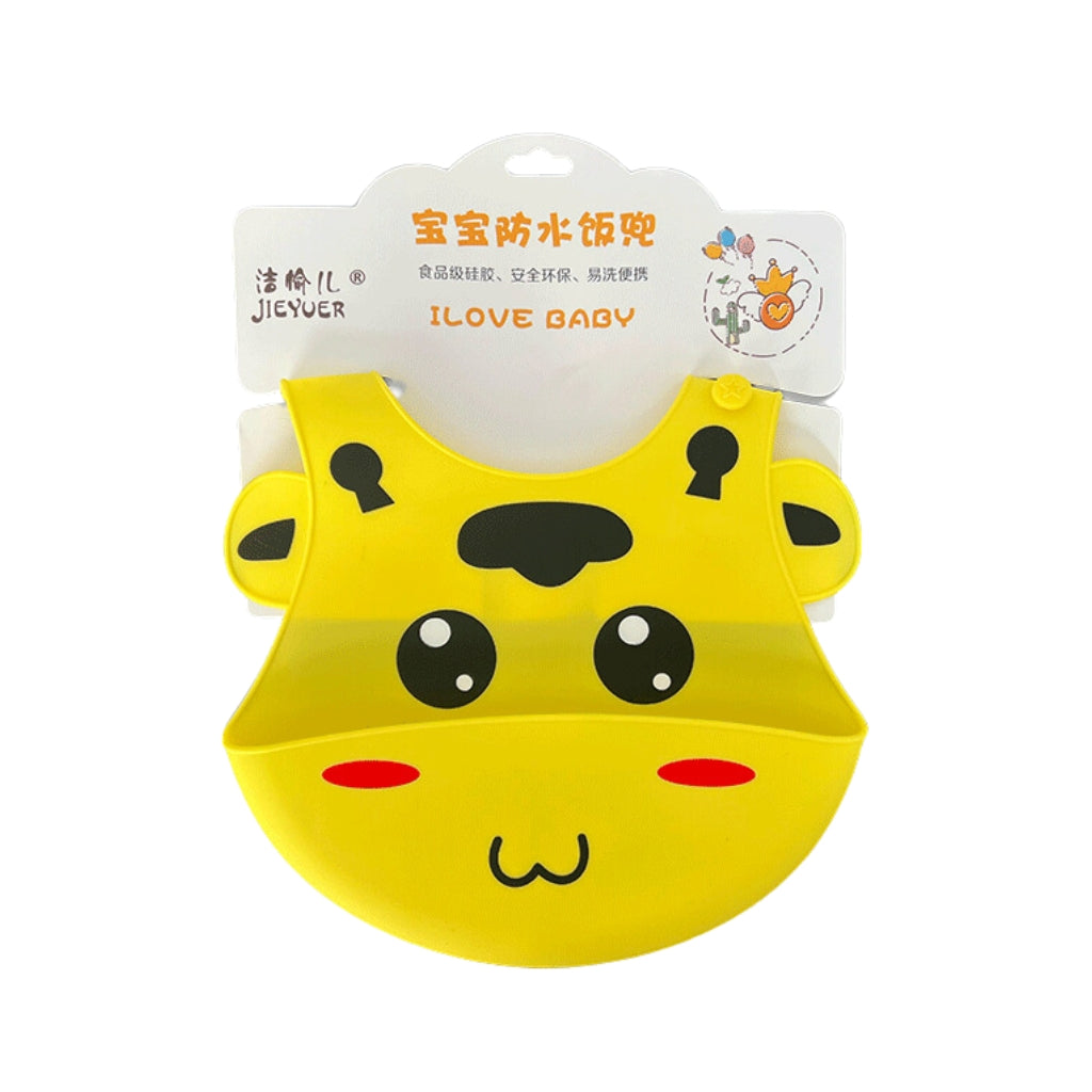 Yellow - Cartoon Silicone Baby Bib