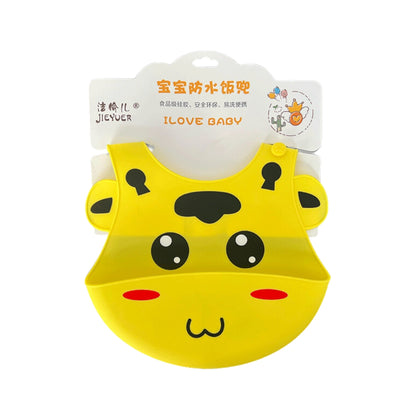 Yellow - Cartoon Silicone Baby Bib