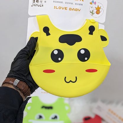 Yellow - Cartoon Silicone Baby Bib