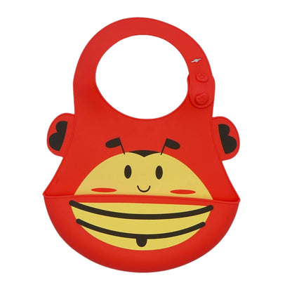 Red - Cartoon Silicone Baby Bib