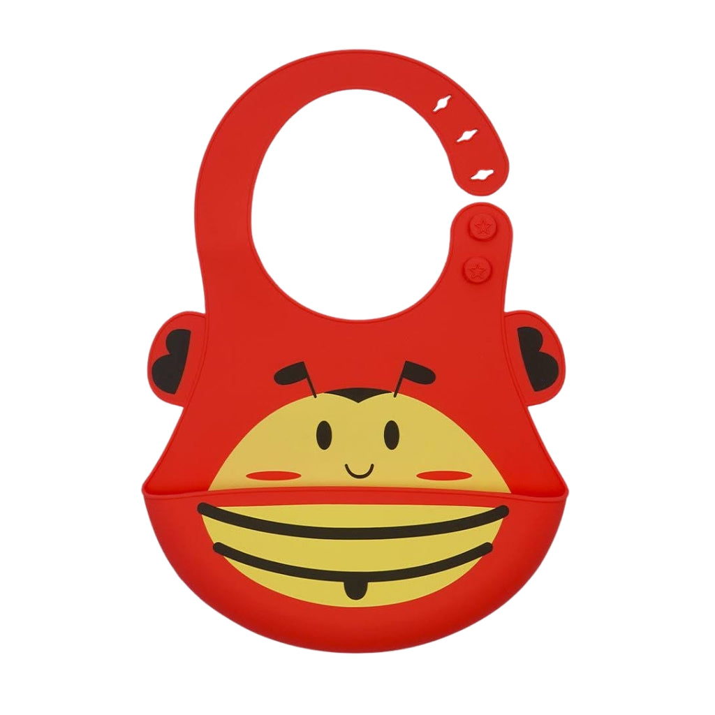 Red - Cartoon Silicone Baby Bib