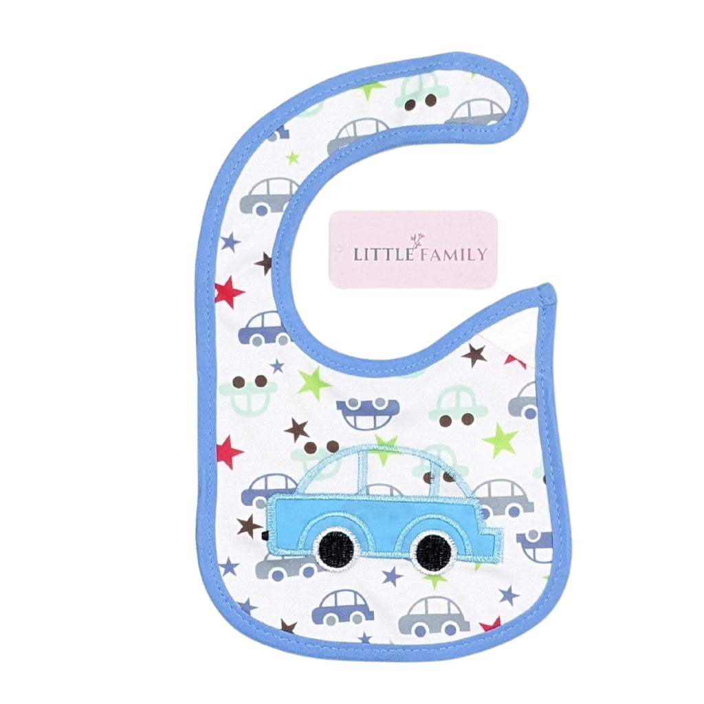 Blue Car Print Baby Bib