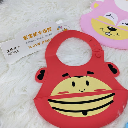 Red - Cartoon Silicone Baby Bib
