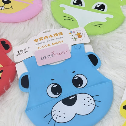 Sky Blue - Cartoon Silicone Baby Bib