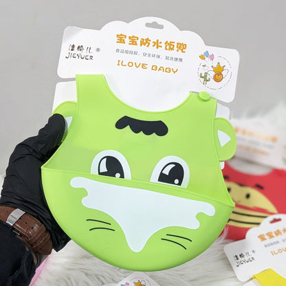 Green - Cartoon Silicone Baby Bib