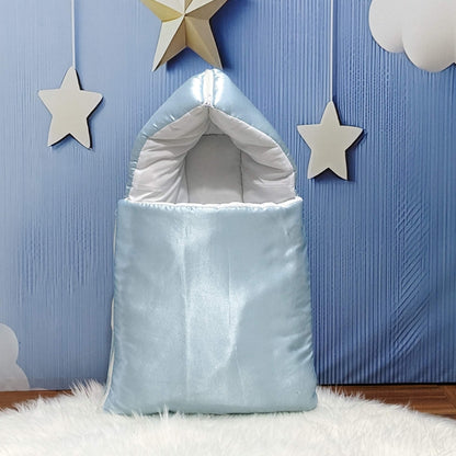 Premium Silk Baby Bedding Set - 8 Pieces (Sky Blue)