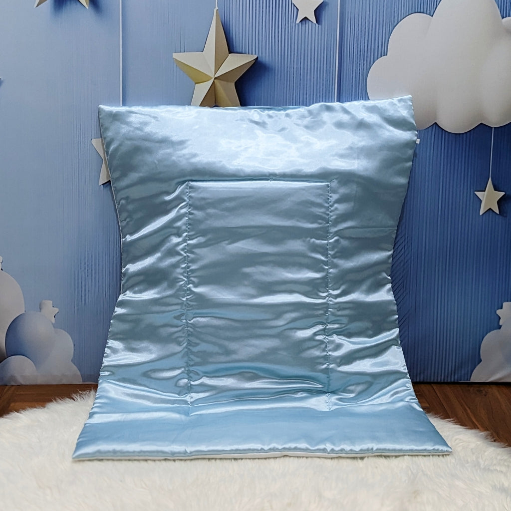 Premium Silk Baby Bedding Set - 8 Pieces (Sky Blue)