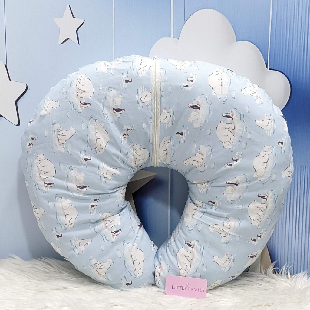 Snow Bear Theme Baby Feeding Pillow – Ergonomic Support for Breastfeeding Moms