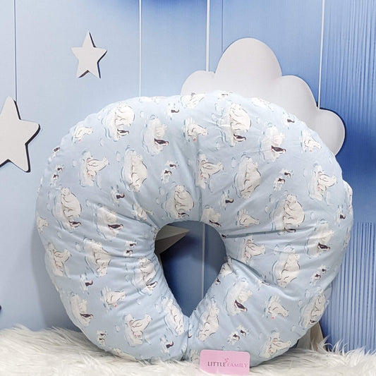 Snow Bear Theme Baby Feeding Pillow – Ergonomic Support for Breastfeeding Moms