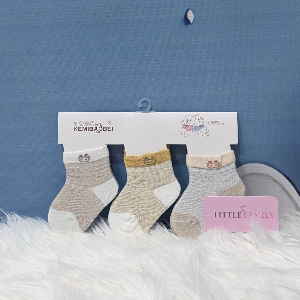 Premium Soft Cotton Baby Socks Set (3 Pairs) – Breathable & Gentle Fit