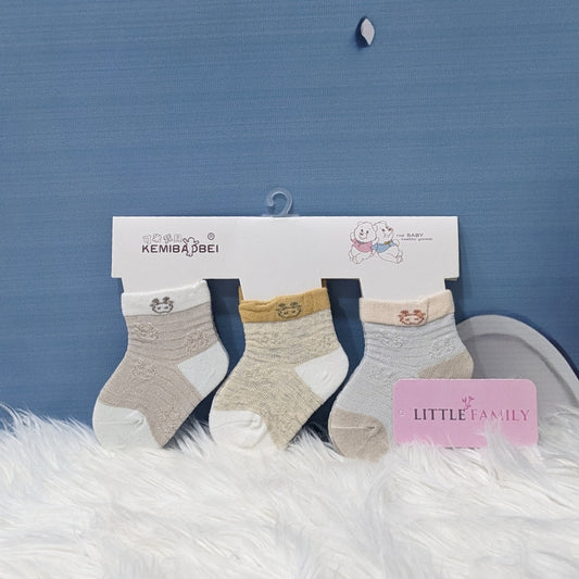 Premium Soft Cotton Baby Socks Set (3 Pairs) – Breathable & Gentle Fit
