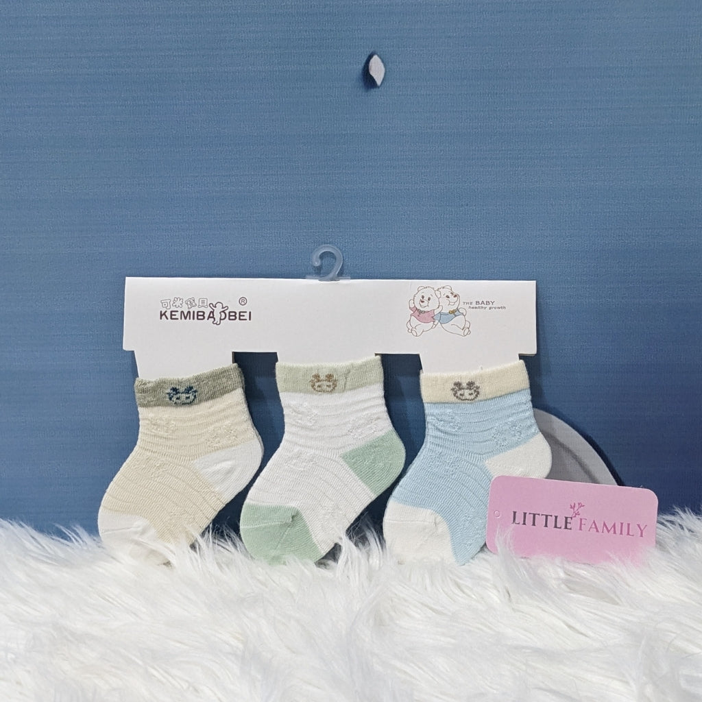 Premium Soft Cotton Baby Socks Set (3 Pairs) – Breathable & Gentle Fit